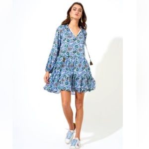Oliphant Balloon Sleeve Short Dress - Napa Blue